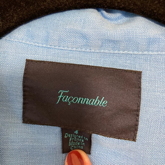 Blue Linen Blouse - Picture 5 of 6